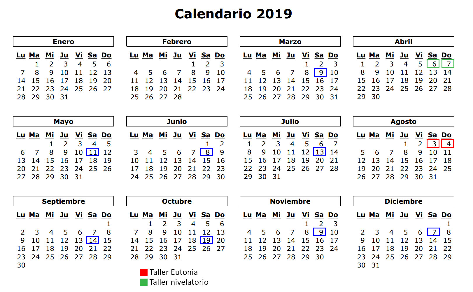 Calendario de clases